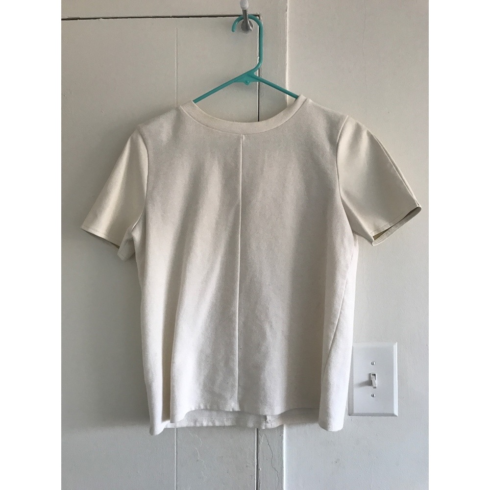 Chic Work Shirt with Pleather Sleeves